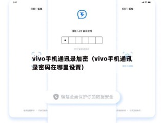 vivo手机通讯录加密（vivo手机通讯录密码在哪里设置）