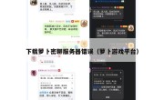 下载萝卜密聊服务器错误（萝卜游戏平台）