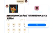 网页微信聊天怎么加密（网页微信聊天怎么加密保存）