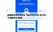 甜甜聊天软件安全吗（盖以才足干时,故不得不体国徇义 翻译）