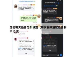 加密聊天语音怎么设置（如何解除加密语音聊天记录）