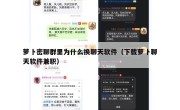 萝卜密聊群里为什么换聊天软件（下载萝卜聊天软件兼职）