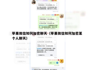 苹果微信如何加密聊天（苹果微信如何加密某个人聊天）