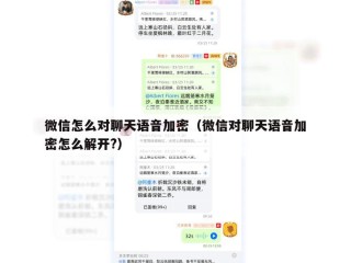 微信怎么对聊天语音加密（微信对聊天语音加密怎么解开?）