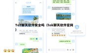 ToT聊天软件安全吗（tok聊天软件官网）