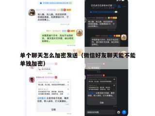 单个聊天怎么加密发送（微信好友聊天能不能单独加密）