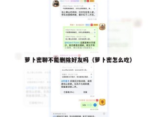 萝卜密聊不能删除好友吗（萝卜密怎么吃）