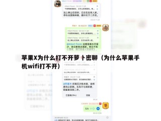 苹果X为什么打不开萝卜密聊（为什么苹果手机wifi打不开）