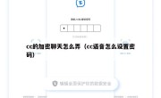 cc的加密聊天怎么弄（cc语音怎么设置密码）