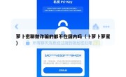 萝卜密聊做诈骗的都不在国内吗（卜萝卜萝蜜）