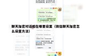 聊天加密对话框在哪里设置（微信聊天加密怎么设置方法）