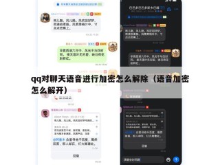 qq对聊天语音进行加密怎么解除（语音加密怎么解开）