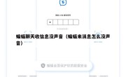 蝙蝠聊天收信息没声音（蝙蝠来消息怎么没声音）