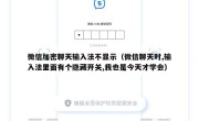 微信加密聊天输入法不显示（微信聊天时,输入法里面有个隐藏开关,我也是今天才学会）