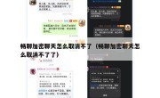 畅聊加密聊天怎么取消不了（畅聊加密聊天怎么取消不了了）