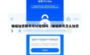 蝙蝠加密聊天可以视频吗（蝙蝠聊天怎么加密）