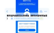 聊天语句加密怎么弄微信（聊天内容如何加密）