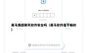 黑马情感聊天软件安全吗（黑马软件是干嘛的）