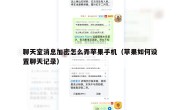 聊天室消息加密怎么弄苹果手机（苹果如何设置聊天记录）