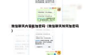 微信聊天内容能加密码（微信聊天如何加密码）