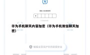 华为手机聊天内容加密（华为手机微信聊天加密）