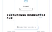 微信聊天加密怎样查询（微信聊天加密怎样查询记录）