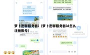 萝卜密聊服务器i（萝卜密聊服务器id怎么注册账号）