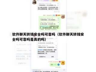软件聊天转钱安全吗可靠吗（软件聊天转钱安全吗可靠吗是真的吗）