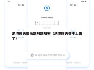 泡泡聊天提示端对端加密（泡泡聊天登不上去了）