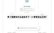 萝卜密聊为什么进去不了（卜萝密怎么打开）