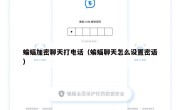 蝙蝠加密聊天打电话（蝙蝠聊天怎么设置密语）