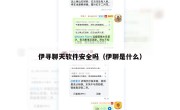 伊寻聊天软件安全吗（伊聊是什么）