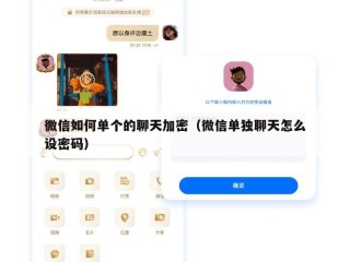 微信如何单个的聊天加密（微信单独聊天怎么设密码）