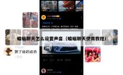 蝙蝠聊天怎么设置声音（蝙蝠聊天使用教程）