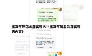 蜜友时刻怎么加密聊天（蜜友时刻怎么加密聊天内容）