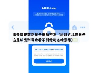 抖音聊天突然显示添加密友（加对方抖音显示这是私密账号也看不到他动态啥意思）