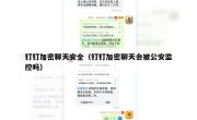 钉钉加密聊天安全（钉钉加密聊天会被公安监控吗）