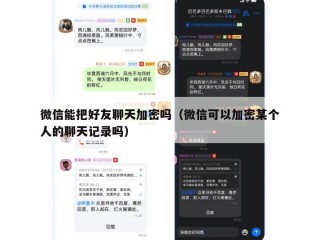 微信能把好友聊天加密吗（微信可以加密某个人的聊天记录吗）