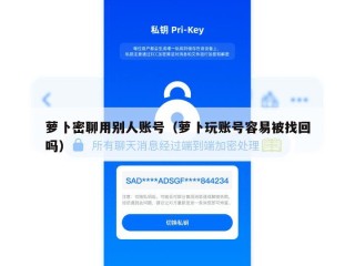 萝卜密聊用别人账号（萝卜玩账号容易被找回吗）